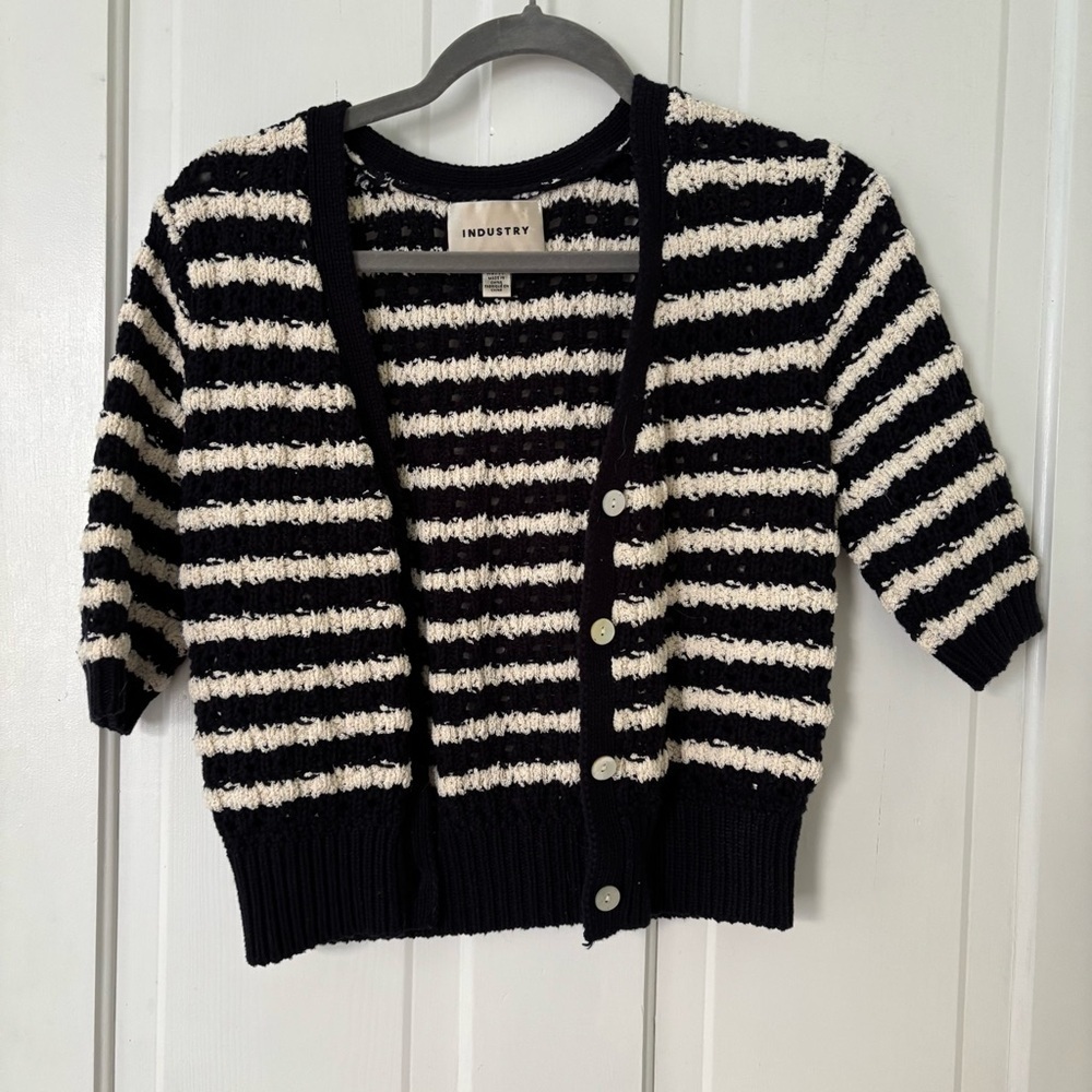 Industry Black and White Striped Women's Cardigan